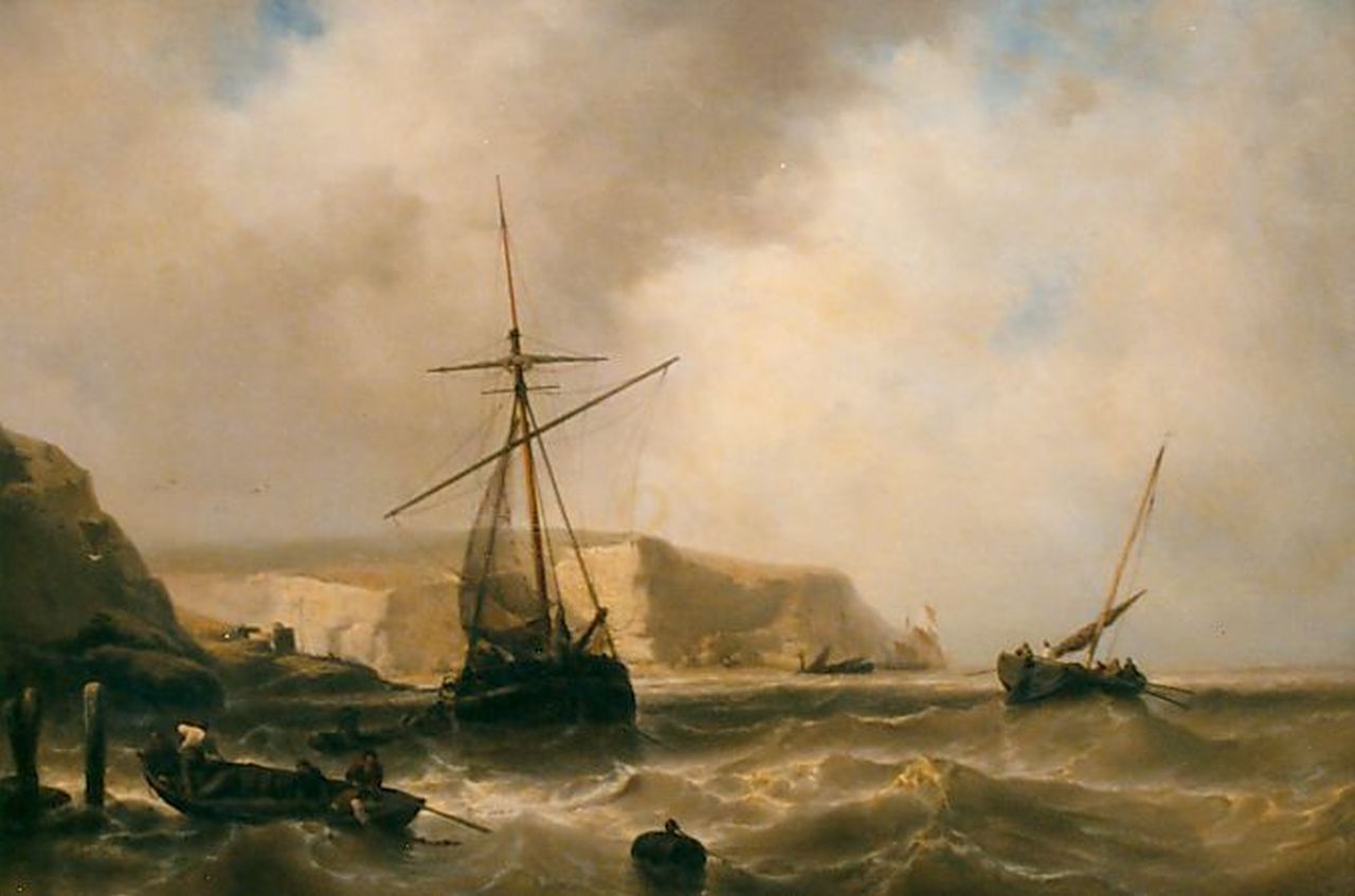 Meijer J.H.L. | Johan Hendrik 'Louis' Meijer, Vissersschepen bij Shakespear Cliff, olieverf op paneel 71,7 x 104,7 cm Meijer J.H.L. | Johan Hendrik 'Louis' Meijer, Vissersschepen bij Shakespear Cliff, olieverf op paneel 71,7 x 104,7 cm