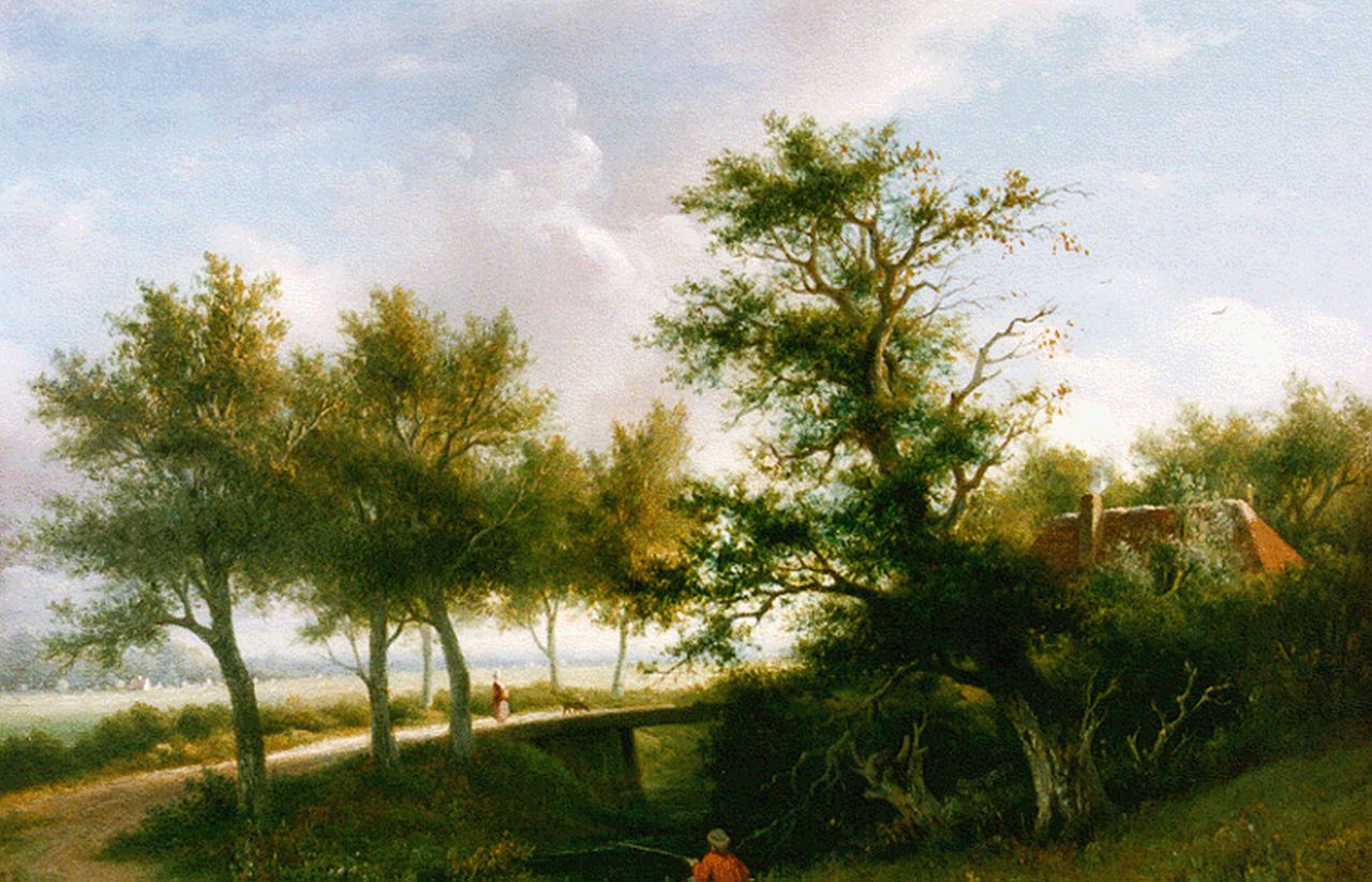 Walter W.J. | Wilhelmus Joannes Walter, Hengelaar bij een slootje in boerenlandschap, olieverf op paneel 27,3 x 38,5 cm, gesigneerd linksonder en gedateerd 1852 Walter W.J. | Wilhelmus Joannes Walter, Hengelaar bij een slootje in boerenlandschap, olieverf op paneel 27,3 x 38,5 cm, gesigneerd linksonder en gedateerd 1852