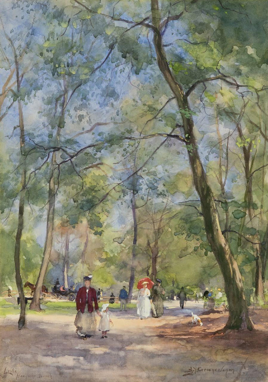 Groenewegen A.J. | Adrianus Johannes Groenewegen, Lente in het Haagse Bos, aquarel op papier 35,2 x 25,0 cm, gesigneerd rechtsonder Groenewegen A.J. | Adrianus Johannes Groenewegen, Lente in het Haagse Bos, aquarel op papier 35,2 x 25,0 cm, gesigneerd rechtsonder