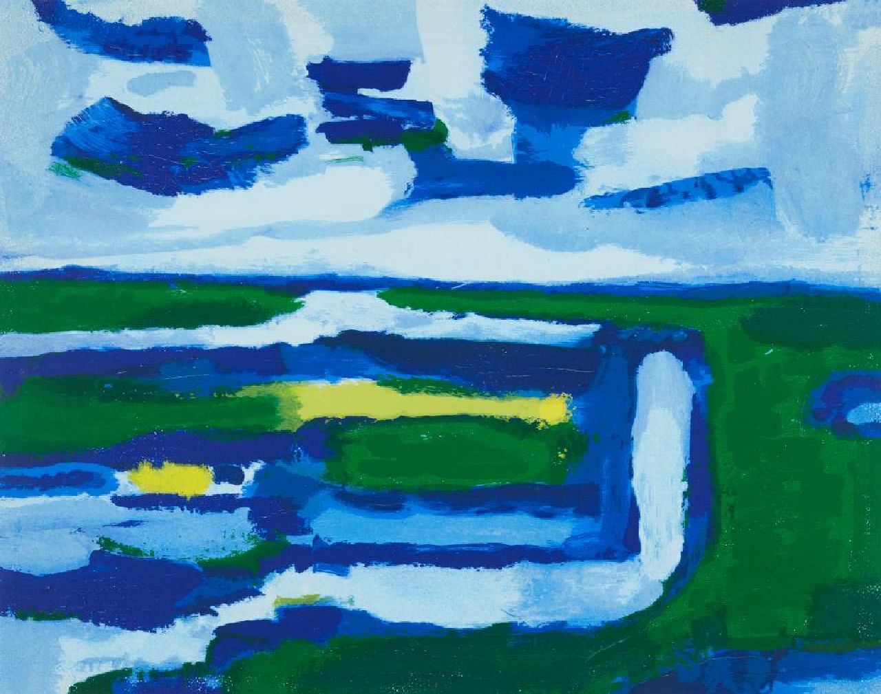 Benner G. | Gerrit Benner, Fries landschap, zeefdruk 41,8 x 52,8 cm, gesigneerd rechtsonder (in potlood) en te dateren ca. 1980 Benner G. | Gerrit Benner, Fries landschap, zeefdruk 41,8 x 52,8 cm, gesigneerd rechtsonder (in potlood) en te dateren ca. 1980