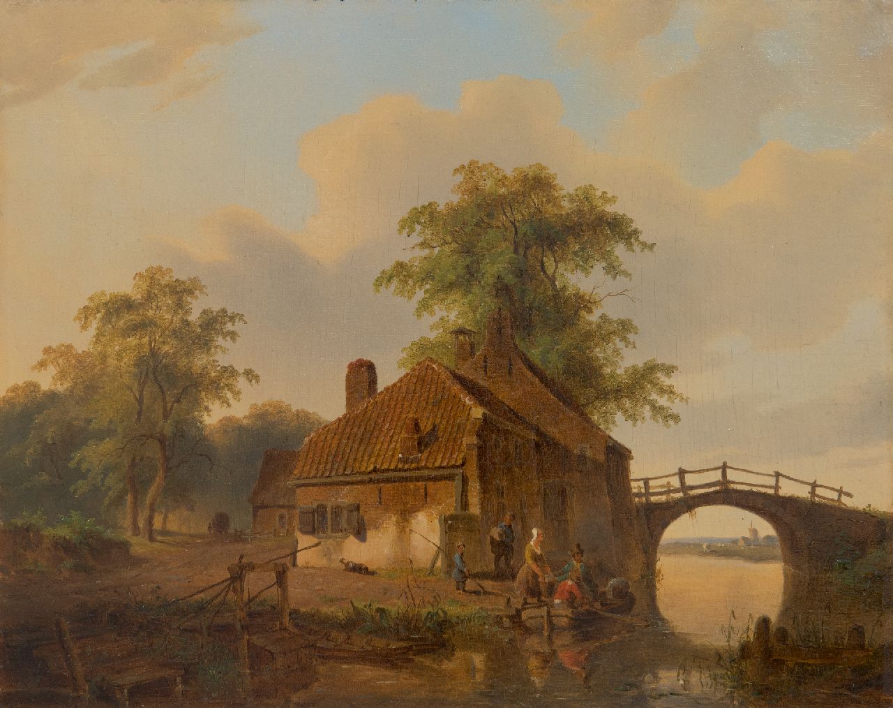 Borselen J.W. van | Jan Willem van Borselen, Het overzetveer, olieverf op paneel 25,3 x 31,9 cm, gesigneerd rechtsonder (op plank) Borselen J.W. van | Jan Willem van Borselen, Het overzetveer, olieverf op paneel 25,3 x 31,9 cm, gesigneerd rechtsonder (op plank)