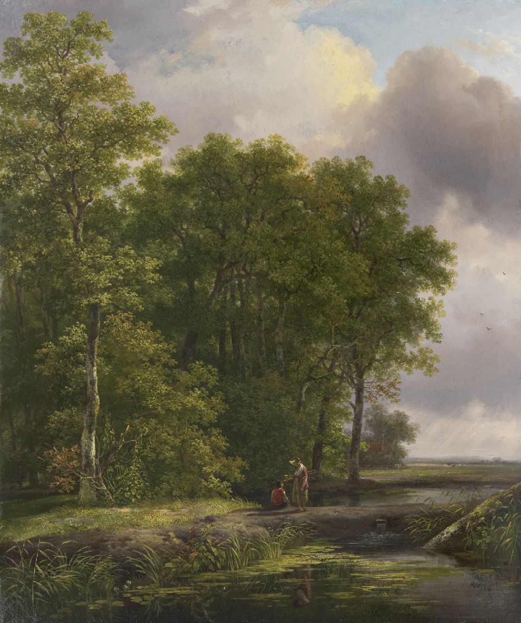 Schelfhout A. | Andreas Schelfhout, Paartje in gesprek aan de bosrand, olieverf op paneel 40,8 x 34,2 cm, gesigneerd linksonder met initialen Schelfhout A. | Andreas Schelfhout, Paartje in gesprek aan de bosrand, olieverf op paneel 40,8 x 34,2 cm, gesigneerd linksonder met initialen