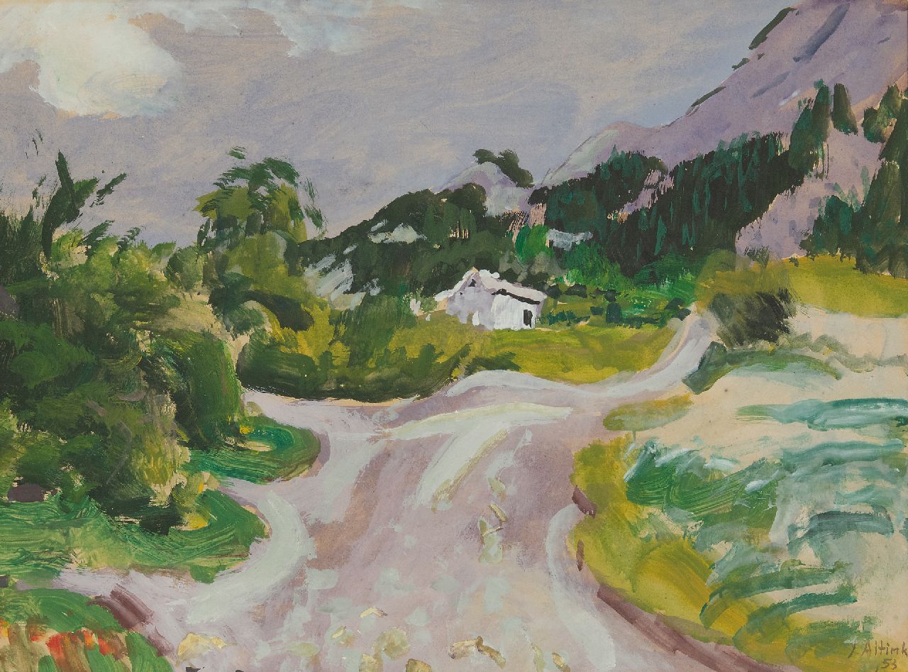 Altink J.  | Jan Altink, Landschap in de Haute-Savoie, gouache op papier 47,3 x 63,2 cm, gesigneerd rechtsonder en gedateerd '53