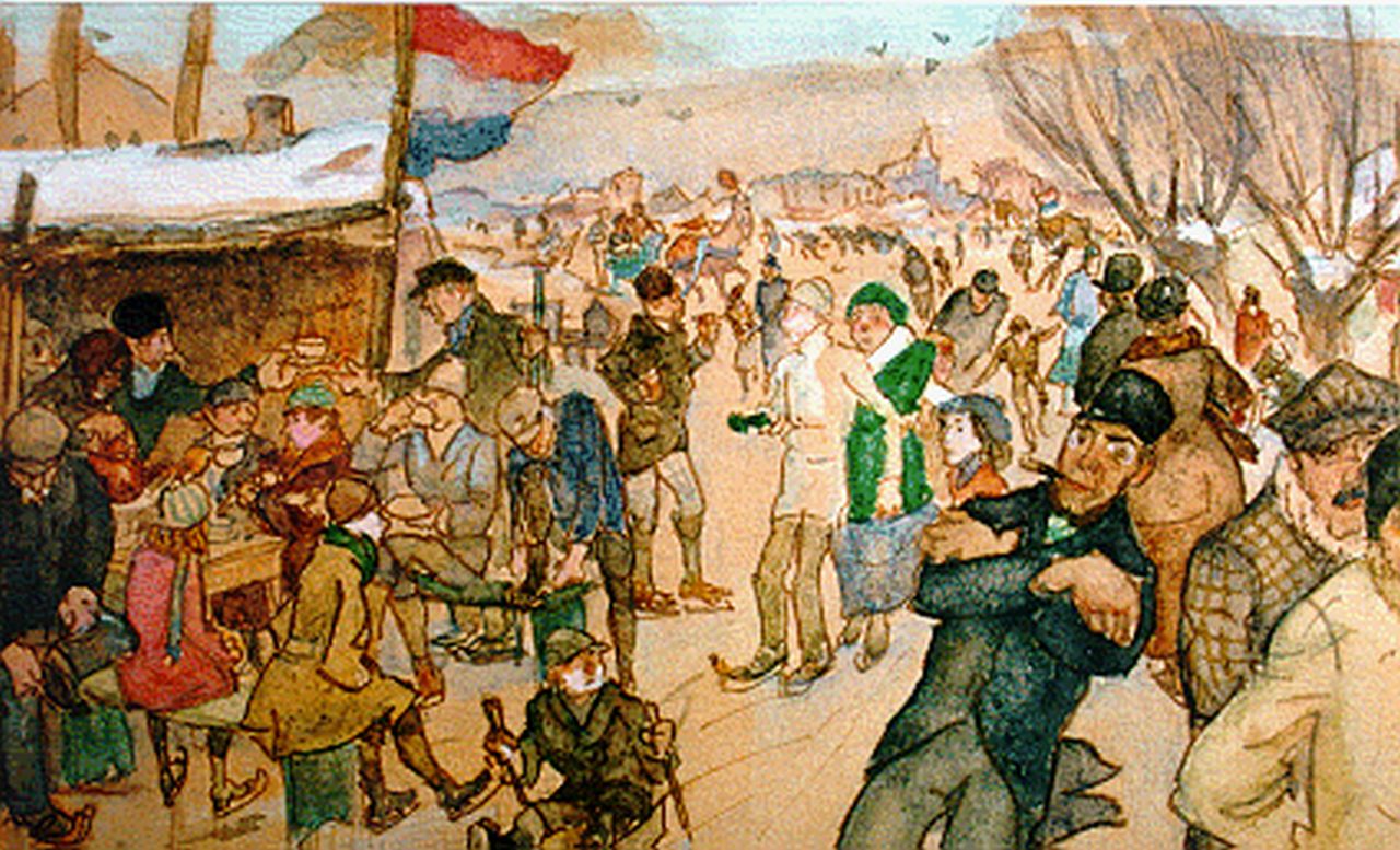 Gestel L.  | Leendert 'Leo' Gestel, Een ouderwetsche winter, aquarel op papier 9,0 x 14,2 cm, gesigneerd linksonder en gedateerd 1919