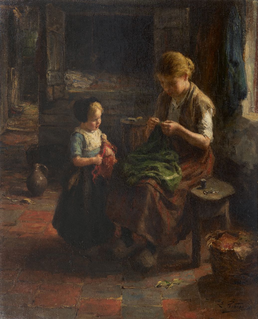 Pieters E.  | Evert Pieters, Jong geleerd is oud gedaan, olieverf op doek 75,5 x 62,2 cm, gesigneerd rechtsonder