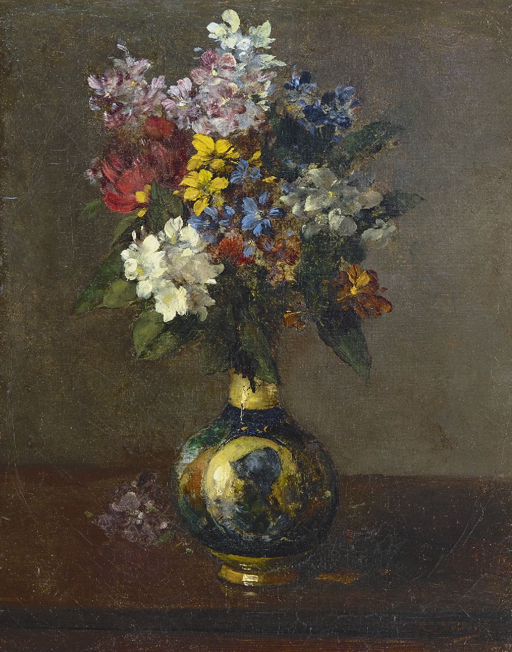 Vollon A. | Antoine Vollon | Schilderijen te koop aangeboden | Bloemen in een vaas, olieverf op doek 41,4 x 32,0 cm, gesigneerd rechtsonder Vollon A. | Antoine Vollon | Schilderijen te koop aangeboden | Bloemen in een vaas, olieverf op doek 41,4 x 32,0 cm, gesigneerd rechtsonder