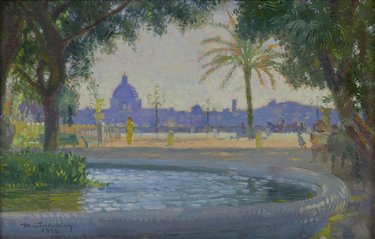 Schlichting M. | Max Schlichting, Monte Pincio, Rome, olieverf op paneel 15,4 x 23,4 cm, gesigneerd linksonder en verso en gedateerd 1924 Schlichting M. | Max Schlichting, Monte Pincio, Rome, olieverf op paneel 15,4 x 23,4 cm, gesigneerd linksonder en verso en gedateerd 1924