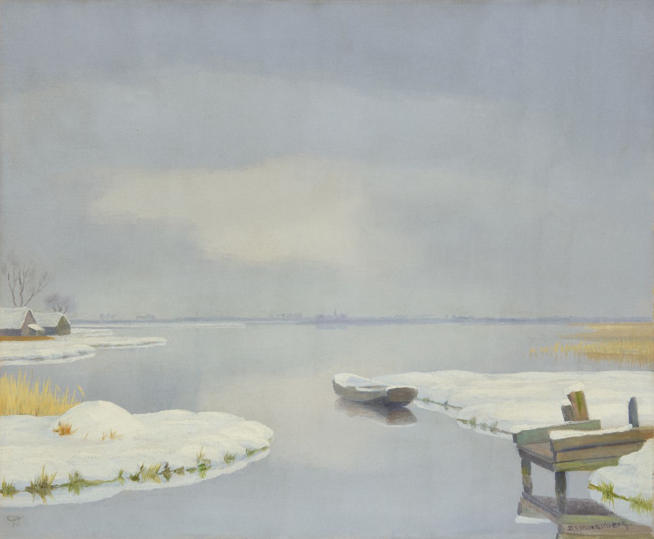 Smorenberg D.  | Dirk Smorenberg | Schilderijen te koop aangeboden | Winters plassengezicht bij Loosdrecht, olieverf op doek 50,2 x 60,5 cm, gesigneerd rechtsonder