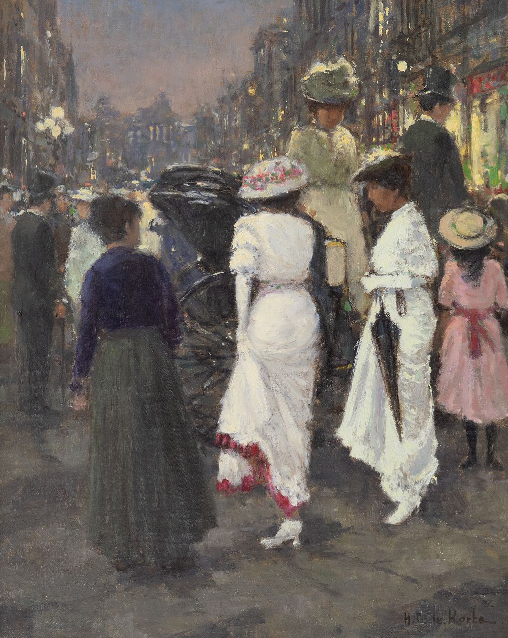 Korte H.G. de | Hendrikus Gerardus 'Hennie' de Korte, Straatscène in Berlijn, olieverf op doek 50,1 x 40,1 cm, gesigneerd rechtsonder