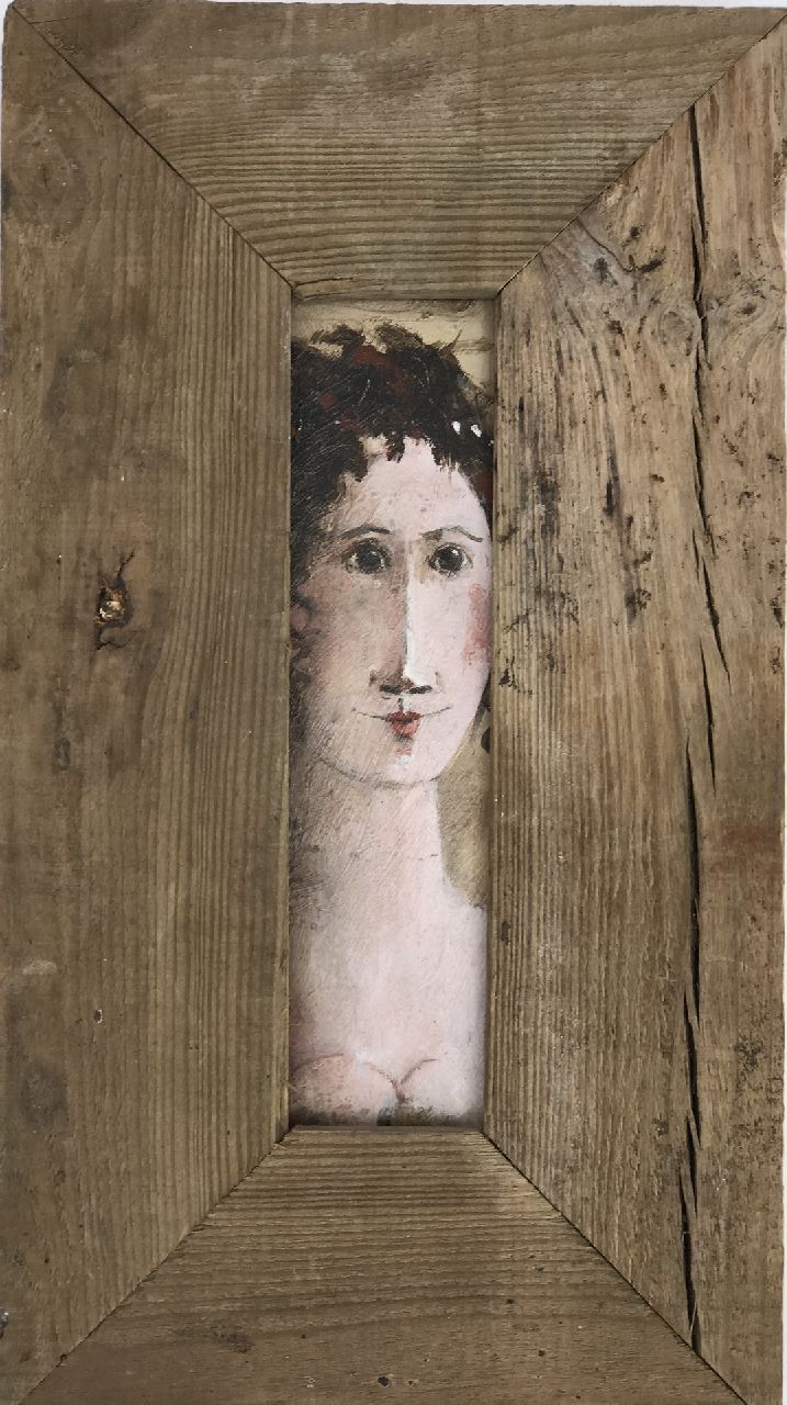 Hemert E. van | Evert van Hemert, Spleetje, acryl op board 22,5 x 7,8 cm, gesigneerd middenonder