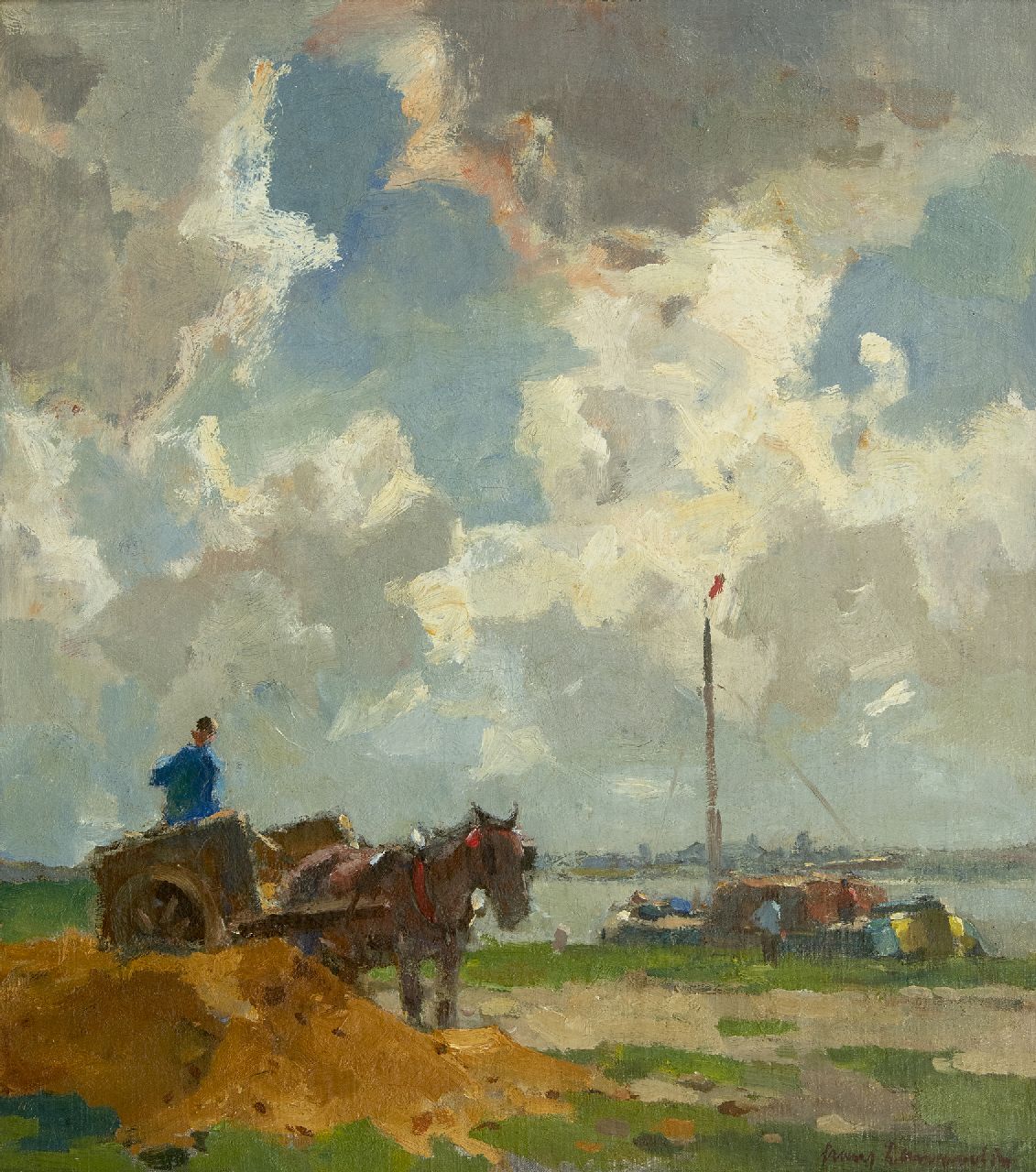 Langeveld F.A. | Franciscus Arnoldus 'Frans' Langeveld | Schilderijen te koop aangeboden | Zandkruier langs de rivier, olieverf op doek 49,9 x 45,3 cm, gesigneerd rechtsonder Langeveld F.A. | Franciscus Arnoldus 'Frans' Langeveld | Schilderijen te koop aangeboden | Zandkruier langs de rivier, olieverf op doek 49,9 x 45,3 cm, gesigneerd rechtsonder