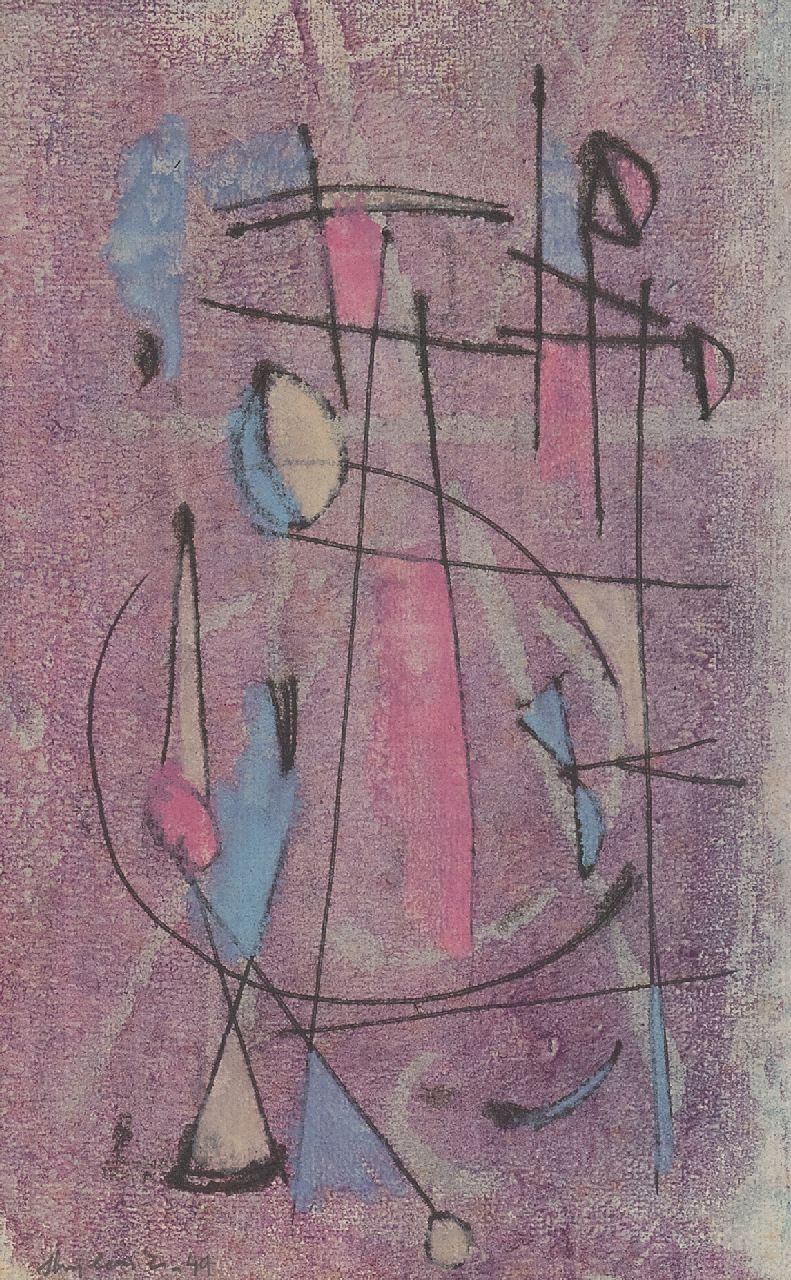 Strijbosch W. | Wim Strijbosch | Aquarellen en tekeningen te koop aangeboden | Abstracte compositie, inkt op papier 25,0 x 17,0 cm, gesigneerd linksonder en gedateerd '49 Strijbosch W. | Wim Strijbosch | Aquarellen en tekeningen te koop aangeboden | Abstracte compositie, inkt op papier 25,0 x 17,0 cm, gesigneerd linksonder en gedateerd '49