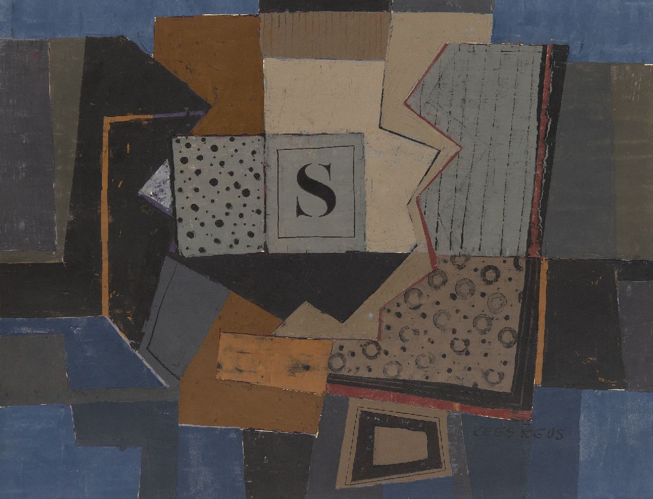 Keus K. | Kees Keus | Schilderijen te koop aangeboden | Compositie, olieverf op papier 47,0 x 60,7 cm, gesigneerd rechtsonder Keus K. | Kees Keus | Schilderijen te koop aangeboden | Compositie, olieverf op papier 47,0 x 60,7 cm, gesigneerd rechtsonder