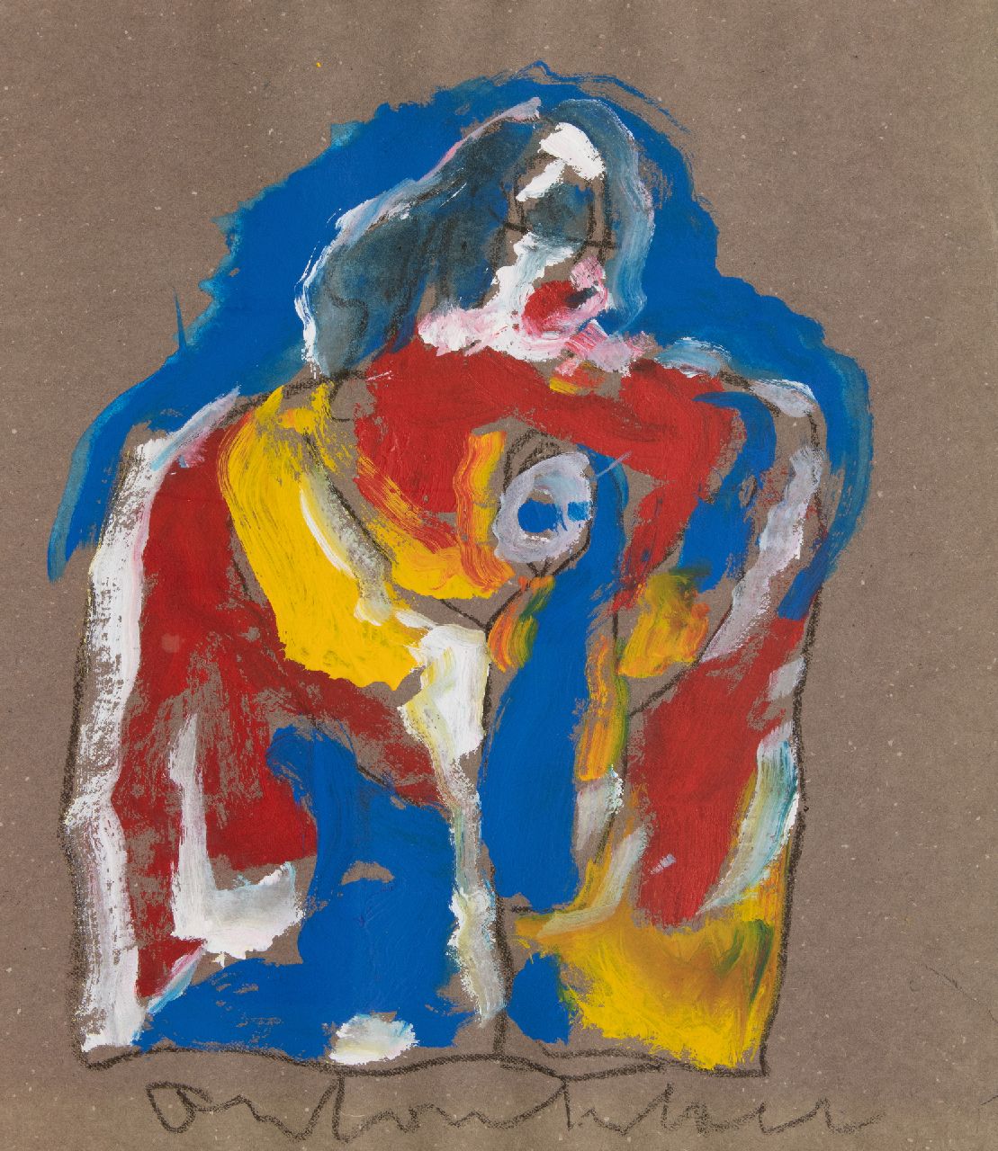 Heyboer A.  | Anton Heyboer | Aquarellen en tekeningen te koop aangeboden | Moeder en kind, gemengde techniek op papier 72,5 x 64,0 cm, gesigneerd middenonder