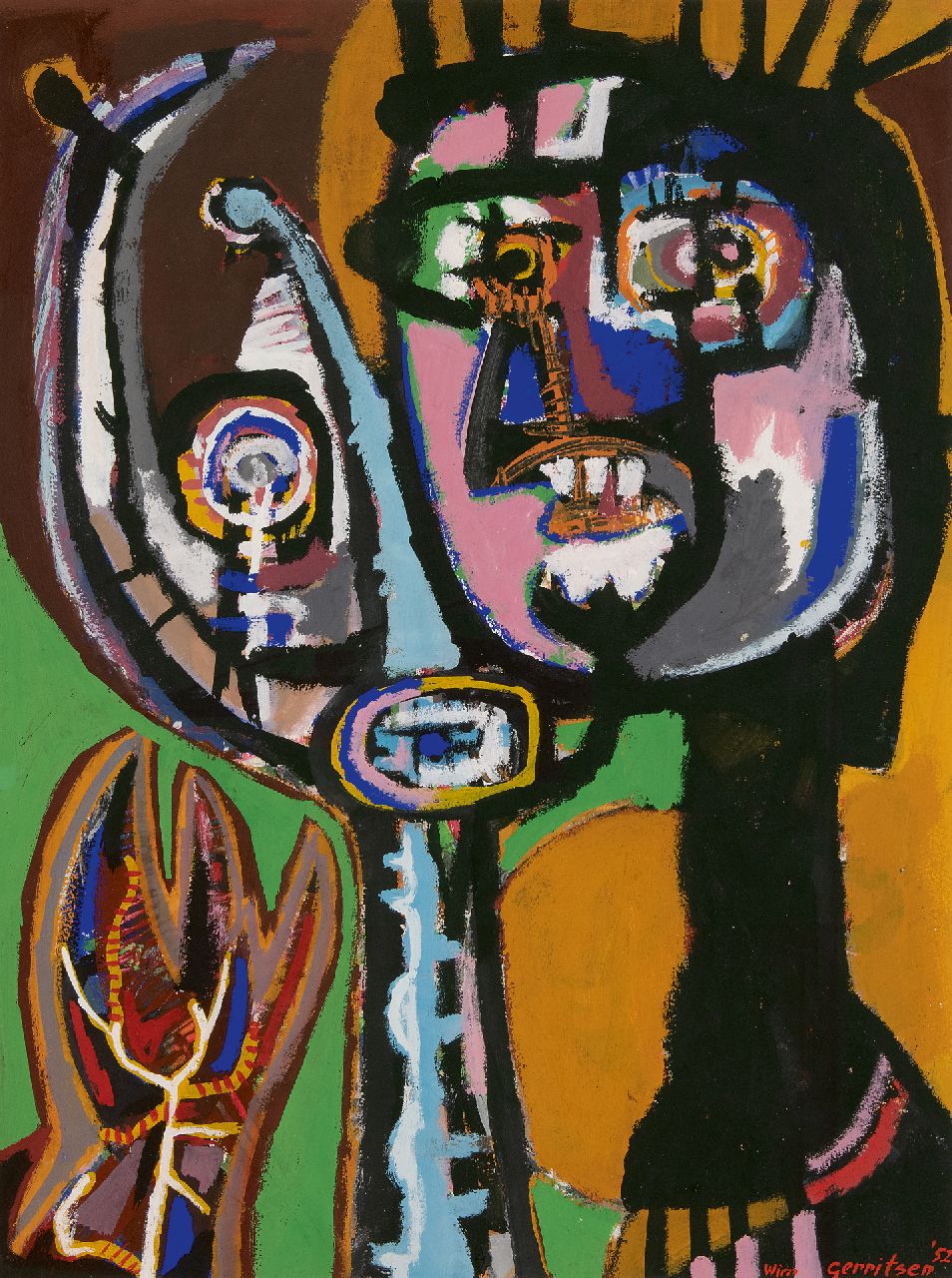 Wim Gerritsen | Zonder titel, gouache op papier, 61,7 x 45,7 cm, gesigneerd r.o. en gedateerd '52 Wim Gerritsen | Zonder titel, gouache op papier, 61,7 x 45,7 cm, gesigneerd r.o. en gedateerd '52