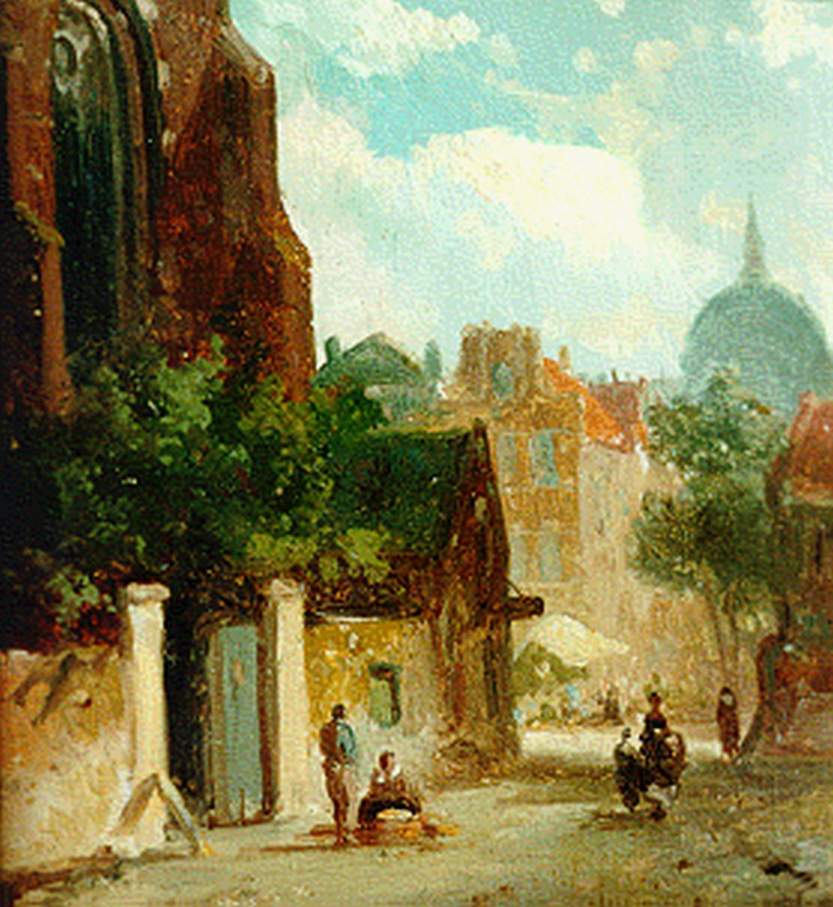Eversen A. | Adrianus Eversen, Straatje, olieverf op paneel 11,0 x 10,7 cm Eversen A. | Adrianus Eversen, Straatje, olieverf op paneel 11,0 x 10,7 cm