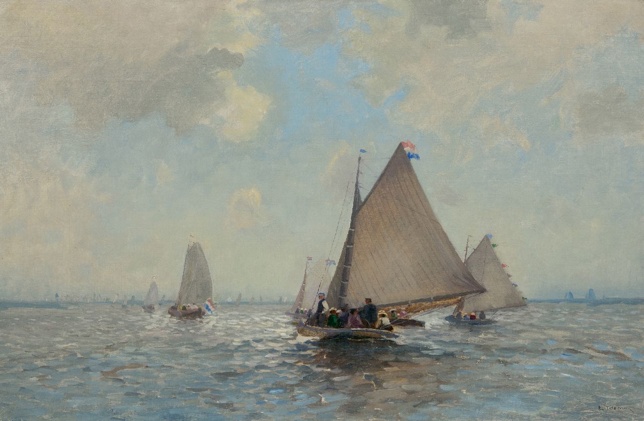 Ydema E.  | Egnatius Ydema, Centerboards op het Sneekermeer, olieverf op doek 61,6 x 93,3 cm, gesigneerd rechtsonder