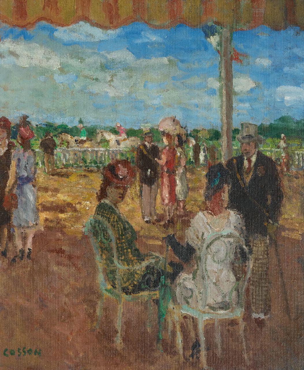 Cosson J.L.M. | Jean Louis 'Marcel' Cosson | Schilderijen te koop aangeboden | Op de renbaan, olieverf op doek 45,9 x 38,4 cm, gesigneerd linksonder Cosson J.L.M. | Jean Louis 'Marcel' Cosson | Schilderijen te koop aangeboden | Op de renbaan, olieverf op doek 45,9 x 38,4 cm, gesigneerd linksonder