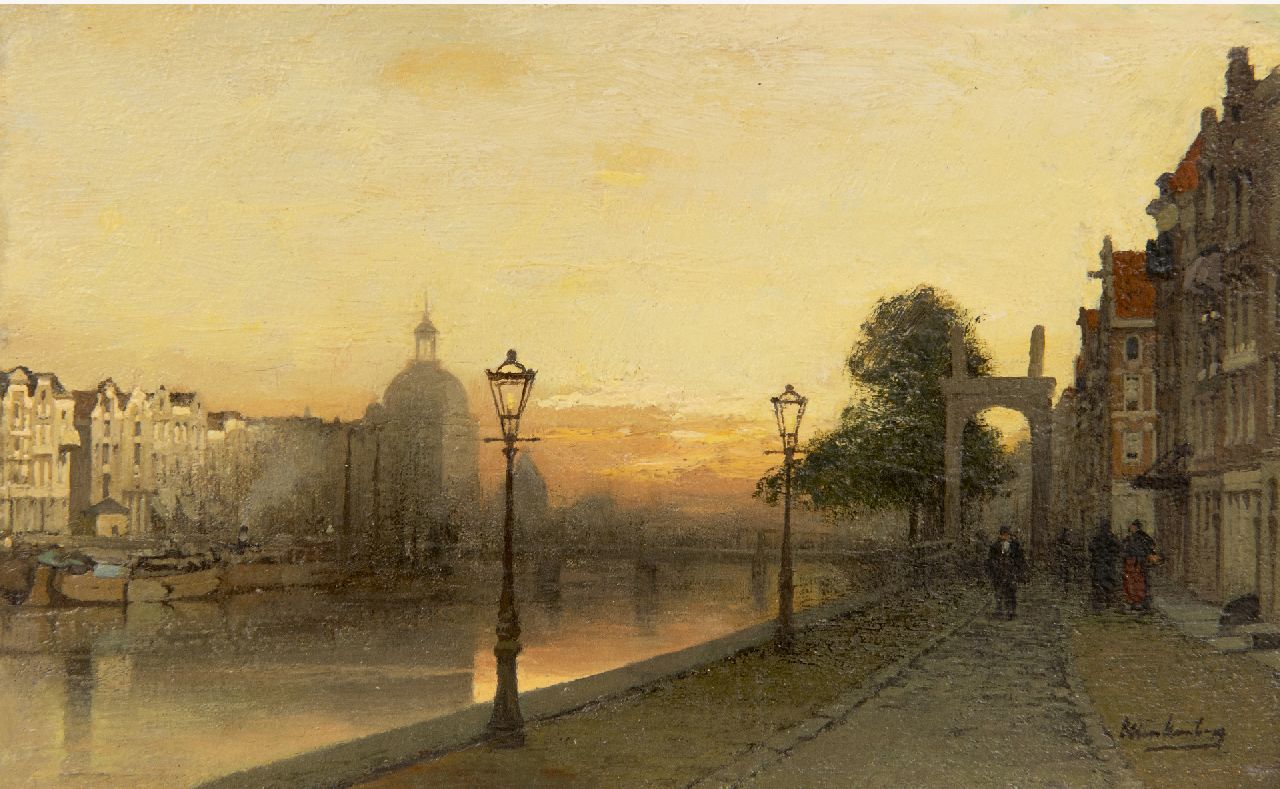 Klinkenberg J.C.K. | Johannes Christiaan Karel Klinkenberg | Schilderijen te koop aangeboden | Het Singel te Amsterdam bij zonsondergang, olieverf op paneel 15,2 x 24,6 cm, gesigneerd rechtsonder Klinkenberg J.C.K. | Johannes Christiaan Karel Klinkenberg | Schilderijen te koop aangeboden | Het Singel te Amsterdam bij zonsondergang, olieverf op paneel 15,2 x 24,6 cm, gesigneerd rechtsonder