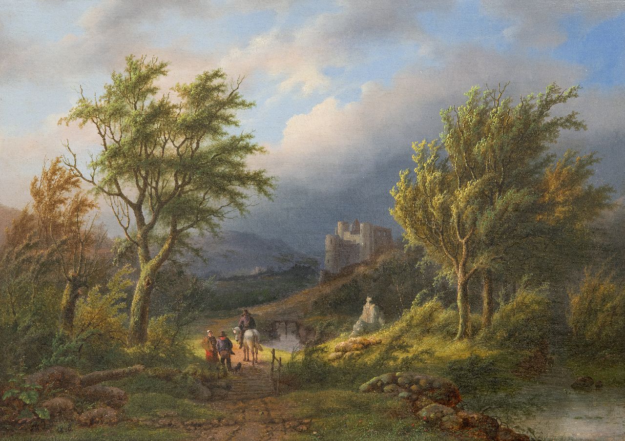 Daiwaille A.J.  | Alexander Joseph Daiwaille, Opkomende storm, olieverf op paneel 34,0 x 47,7 cm, gesigneerd linksonder met initialen en gedateed 1848
