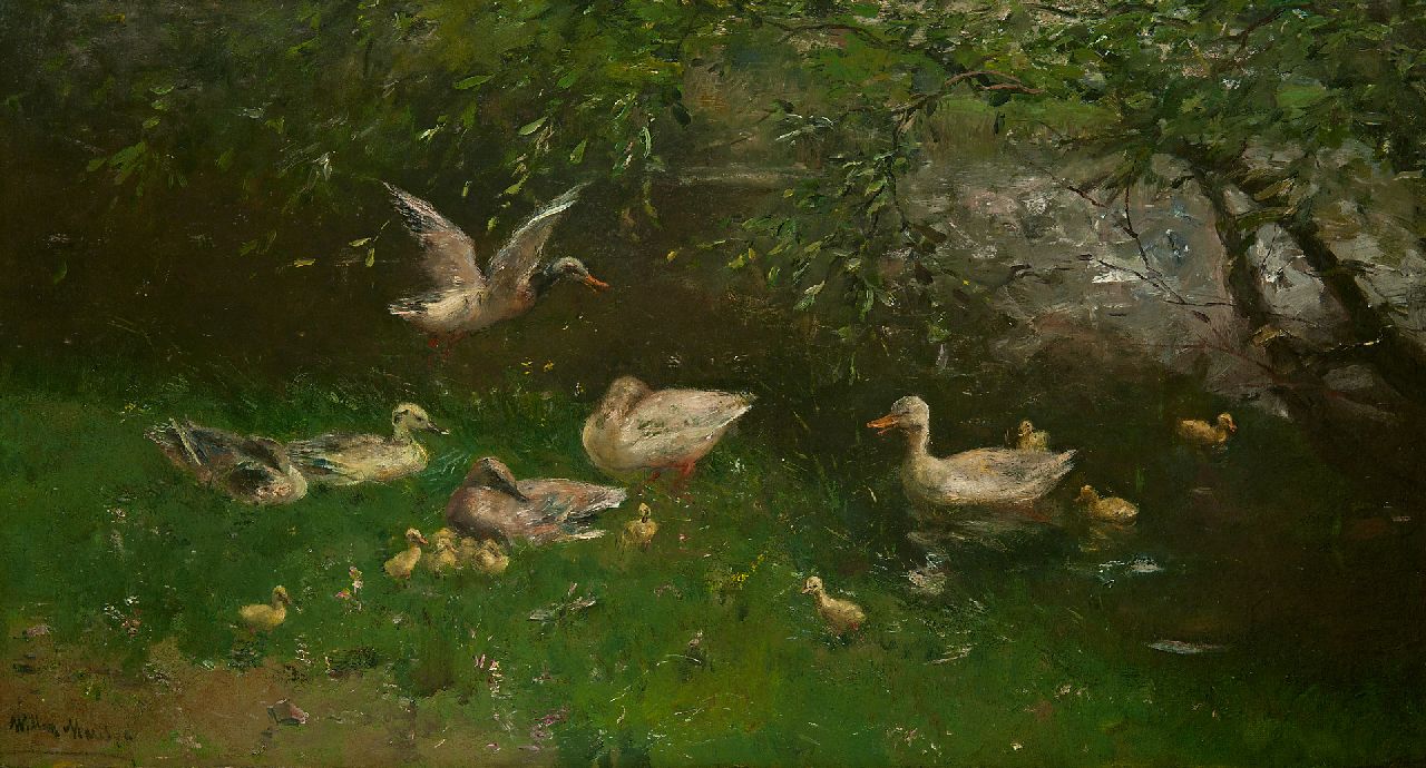 Maris W. | Willem Maris | Schilderijen te koop aangeboden | Eenden bij een vijver, olieverf op doek 53,8 x 97,5 cm, gesigneerd linksonder Maris W. | Willem Maris | Schilderijen te koop aangeboden | Eenden bij een vijver, olieverf op doek 53,8 x 97,5 cm, gesigneerd linksonder