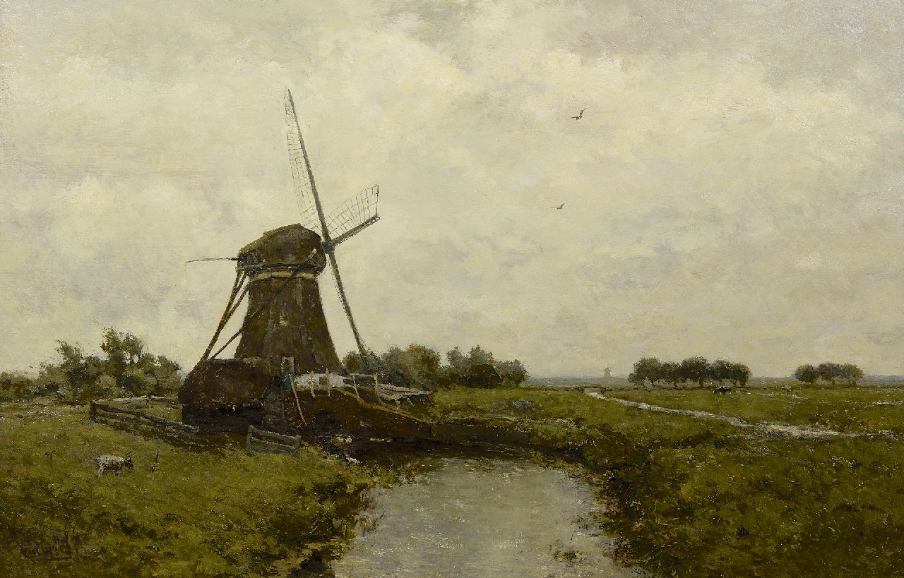 Gabriel P.J.C. | Paul Joseph Constantin 'Constan(t)' Gabriel, Poldermolen bij Leidschendam, olieverf op paneel 39,4 x 60,0 cm, gesigneerd linksonder Gabriel P.J.C. | Paul Joseph Constantin 'Constan(t)' Gabriel, Poldermolen bij Leidschendam, olieverf op paneel 39,4 x 60,0 cm, gesigneerd linksonder