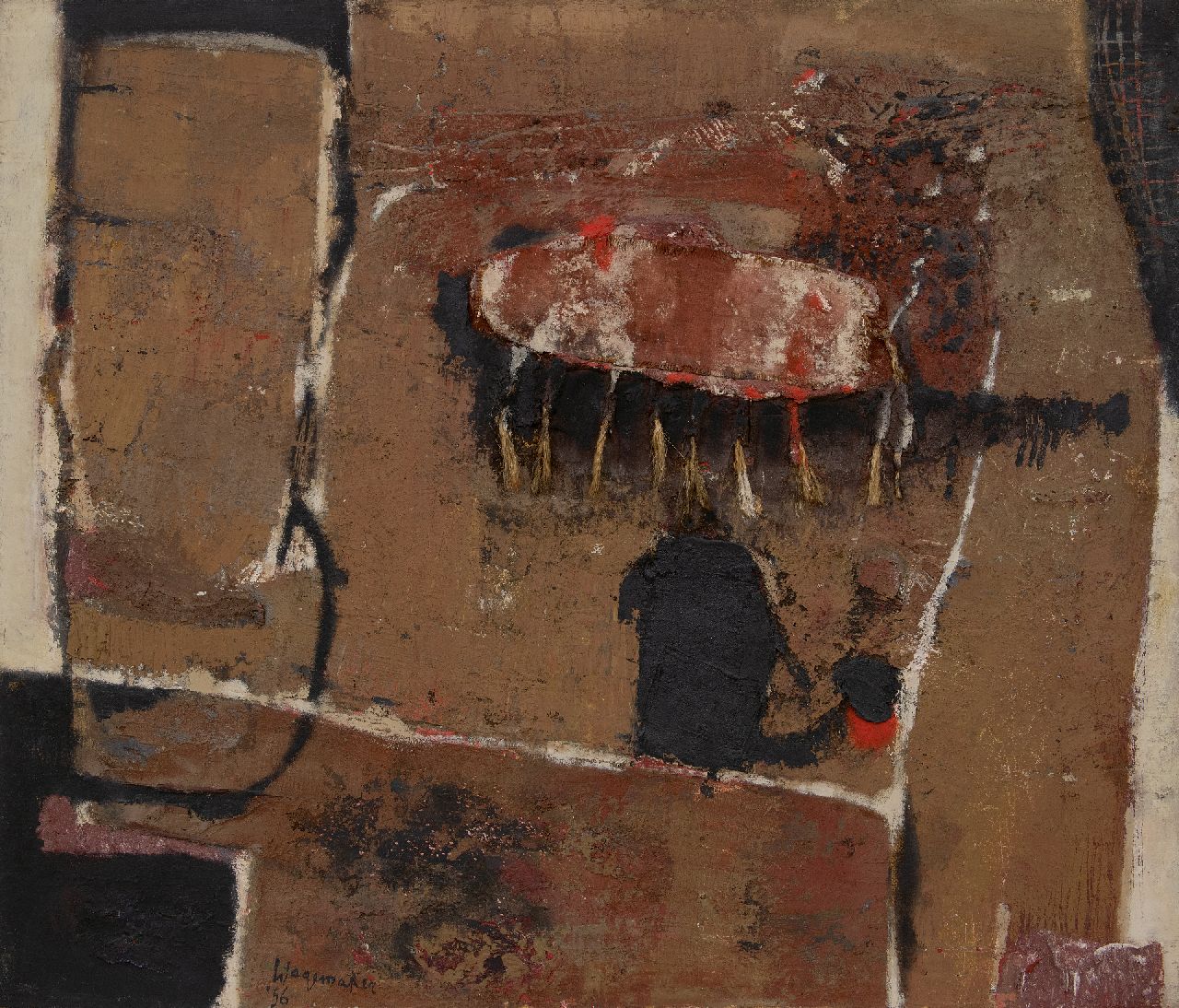 Wagemaker A.B. | Adriaan Barend 'Jaap' Wagemaker, Forme Détachée, gemengde techniek op doek 94,3 x 110,4 cm, gesigneerd links van het midden. en gedateerd '56 Wagemaker A.B. | Adriaan Barend 'Jaap' Wagemaker, Forme Détachée, gemengde techniek op doek 94,3 x 110,4 cm, gesigneerd links van het midden. en gedateerd '56