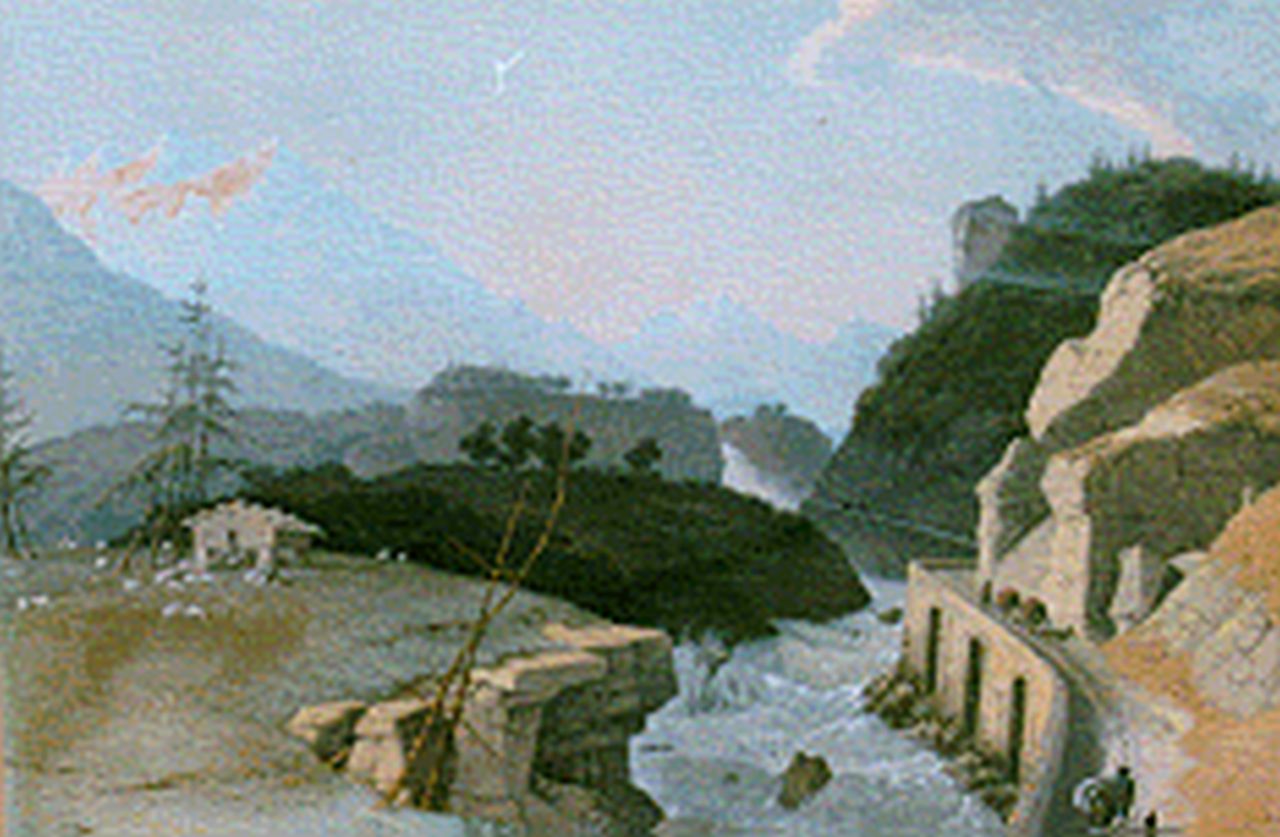 Knip J.A. | Josephus Augustus Knip, Eerste brug naar den Simplon, gouache op papier 43,0 x 58,2 cm, gesigneerd niet Knip J.A. | Josephus Augustus Knip, Eerste brug naar den Simplon, gouache op papier 43,0 x 58,2 cm, gesigneerd niet