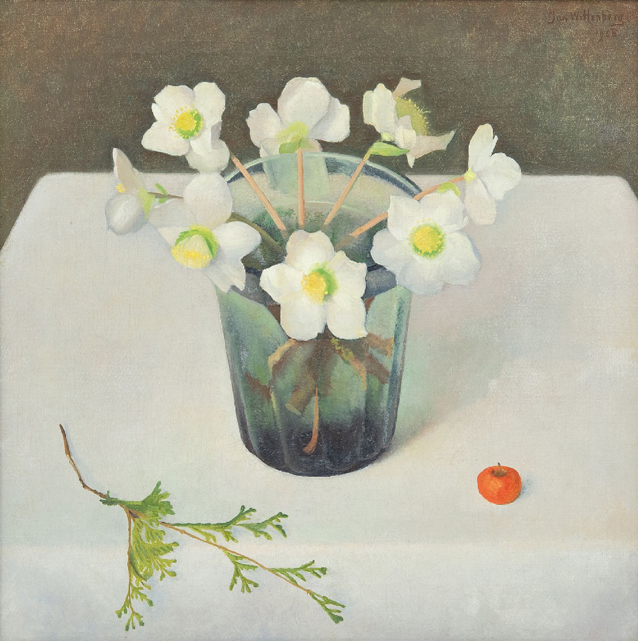 Wittenberg J.H.W. | 'Jan' Hendrik Willem Wittenberg, Stilleven met witte Helleborus, olieverf op doek 30,7 x 30,5 cm, gesigneerd rechtsboven en gedateerd 1938 Wittenberg J.H.W. | 'Jan' Hendrik Willem Wittenberg, Stilleven met witte Helleborus, olieverf op doek 30,7 x 30,5 cm, gesigneerd rechtsboven en gedateerd 1938