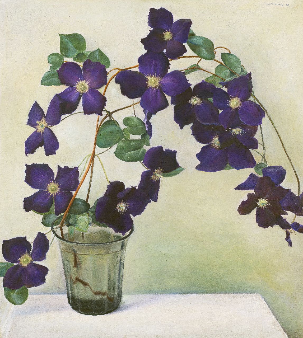 Wittenberg J.H.W. | 'Jan' Hendrik Willem Wittenberg, Clematis, olieverf op doek 50,6 x 45,4 cm, gesigneerd rechtsboven en gedateerd 1941 Wittenberg J.H.W. | 'Jan' Hendrik Willem Wittenberg, Clematis, olieverf op doek 50,6 x 45,4 cm, gesigneerd rechtsboven en gedateerd 1941