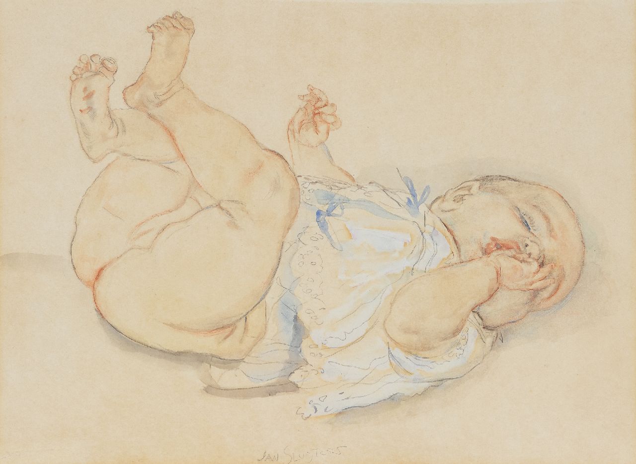 Sluijters J.C.B. | Johannes Carolus Bernardus 'Jan' Sluijters | Aquarellen en tekeningen te koop aangeboden | Duimzuigende baby, potlood, kleurpotlood, aquarel en gouache op papier 34,3 x 46,3 cm, gesigneerd middenonder Sluijters J.C.B. | Johannes Carolus Bernardus 'Jan' Sluijters | Aquarellen en tekeningen te koop aangeboden | Duimzuigende baby, potlood, kleurpotlood, aquarel en gouache op papier 34,3 x 46,3 cm, gesigneerd middenonder