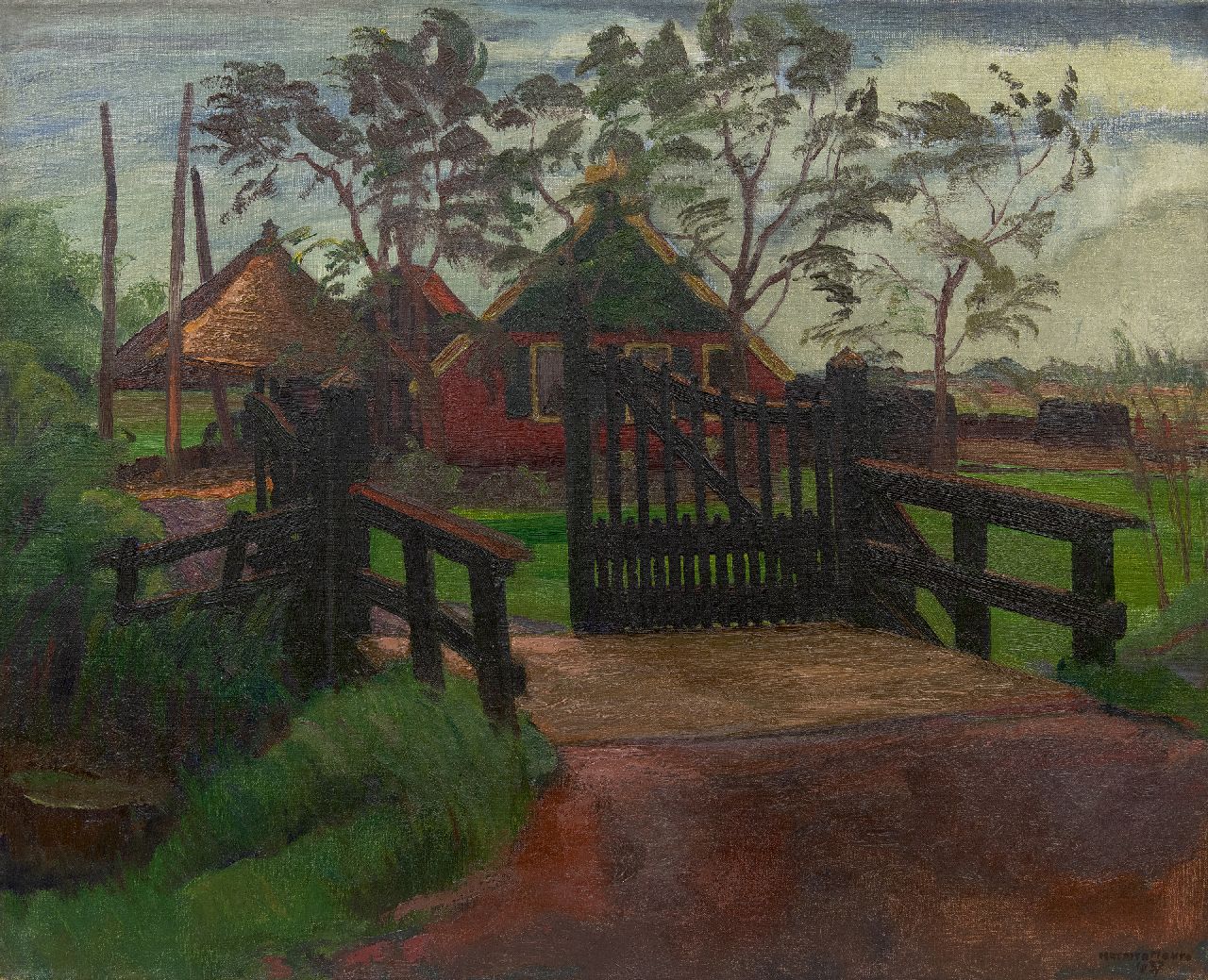 Meurs H.H. | 'Harmen' Hermanus Meurs | Schilderijen te koop aangeboden | Boerderij in polderlandschap, olieverf op doek 59,9 x 73,3 cm, gesigneerd rechtsonder en gedateerd 1937 Meurs H.H. | 'Harmen' Hermanus Meurs | Schilderijen te koop aangeboden | Boerderij in polderlandschap, olieverf op doek 59,9 x 73,3 cm, gesigneerd rechtsonder en gedateerd 1937