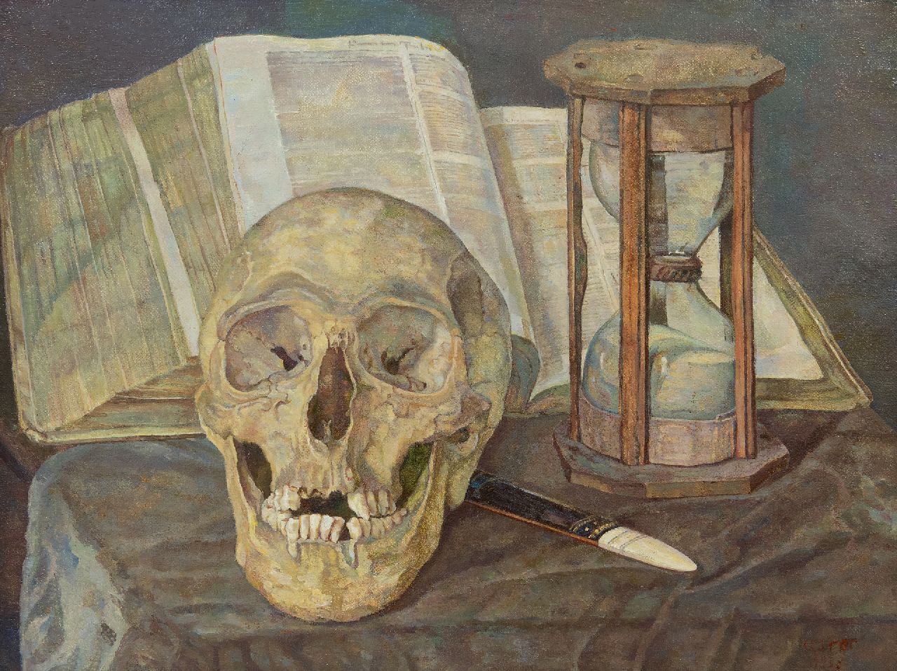 Pabst C.J.  | Cornia Johanna 'Corrie' Pabst | Schilderijen te koop aangeboden | Vanitas stilleven, olieverf op doek 30,5 x 40,2 cm, gesigneerd rechtsonder en gedateerd 1898