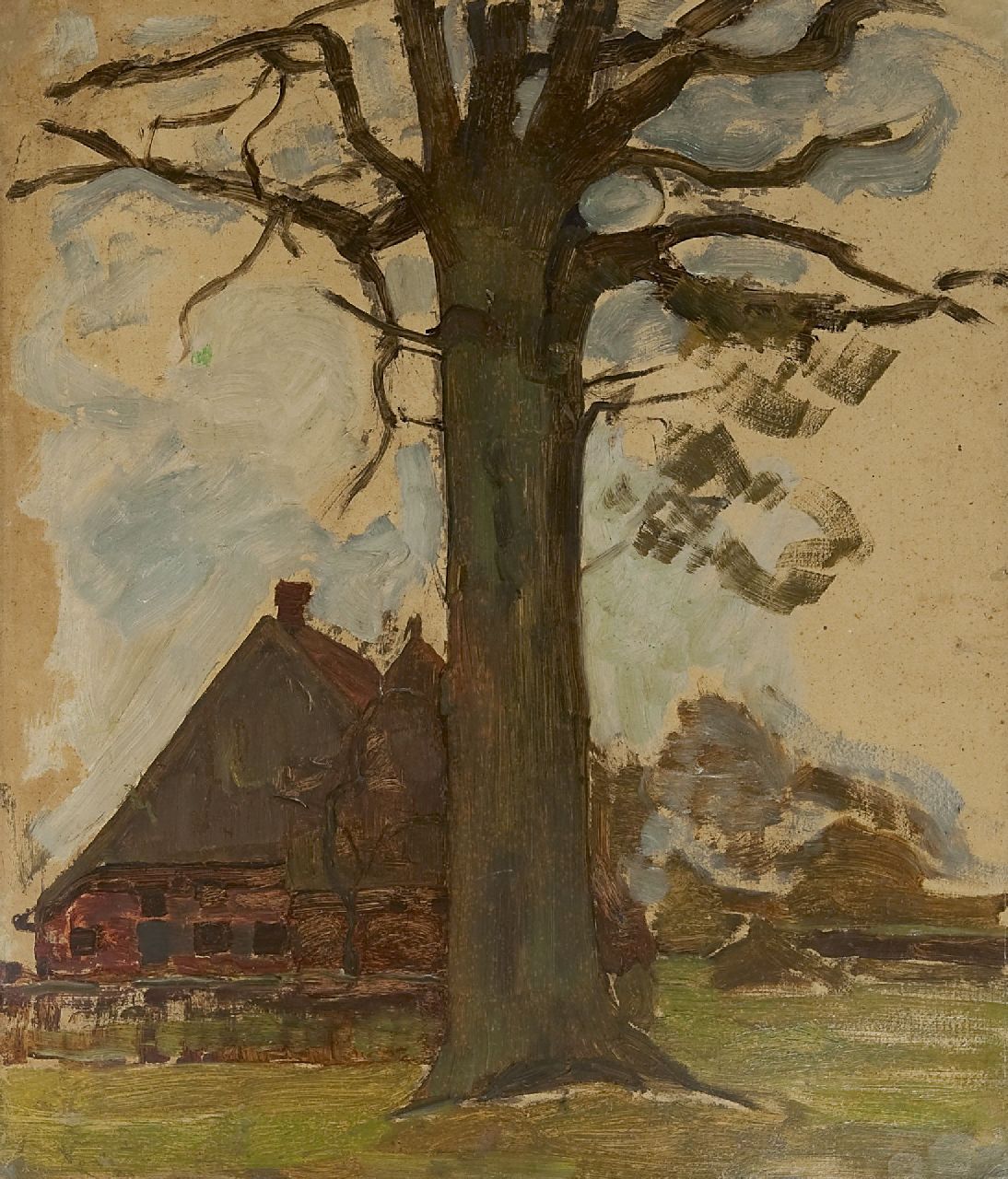 Mondriaan P.C. | Pieter Cornelis 'Piet' Mondriaan, Boom met boerderij, olieverf op board op paneel 75,5 x 64,0 cm, te dateren ca. 1906-1907 Mondriaan P.C. | Pieter Cornelis 'Piet' Mondriaan, Boom met boerderij, olieverf op board op paneel 75,5 x 64,0 cm, te dateren ca. 1906-1907
