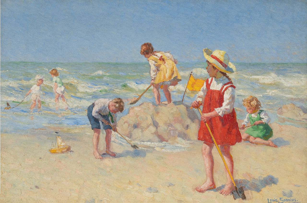 Soonius L. | Lodewijk 'Louis' Soonius, Strandplezier, olieverf op doek 40,2 x 59,8 cm, gesigneerd rechtsonder en gedateerd 1917 Soonius L. | Lodewijk 'Louis' Soonius, Strandplezier, olieverf op doek 40,2 x 59,8 cm, gesigneerd rechtsonder en gedateerd 1917
