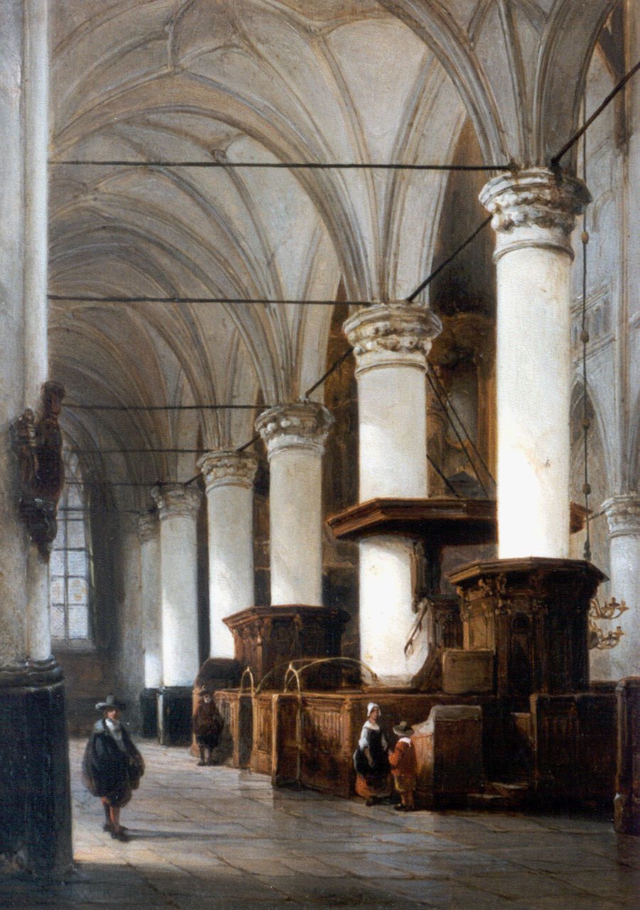Waldorp A. | Antonie Waldorp, De Grote Kerk van Alkmaar, olieverf op paneel 39,0 x 29,5 cm, gesigneerd linksonder en gedateerd 1845 Waldorp A. | Antonie Waldorp, De Grote Kerk van Alkmaar, olieverf op paneel 39,0 x 29,5 cm, gesigneerd linksonder en gedateerd 1845