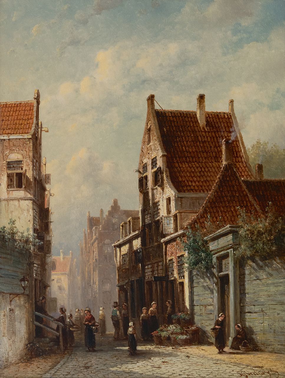 Vertin P.G. | Petrus Gerardus Vertin | Schilderijen te koop aangeboden | Zonnig straatje met groentestal, olieverf op paneel 41,1 x 31,6 cm, gesigneerd rechtsonder en gedateerd '69 Vertin P.G. | Petrus Gerardus Vertin | Schilderijen te koop aangeboden | Zonnig straatje met groentestal, olieverf op paneel 41,1 x 31,6 cm, gesigneerd rechtsonder en gedateerd '69