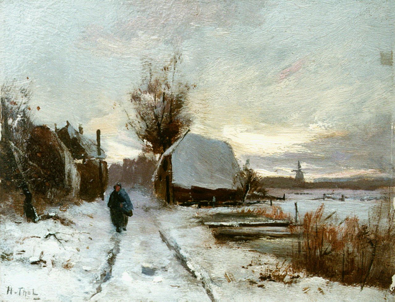 Thol H.O. van | Hendrik Otto van Thol, Winterlandschap, 18,8 x 24,5 cm, gesigneerd linksonder