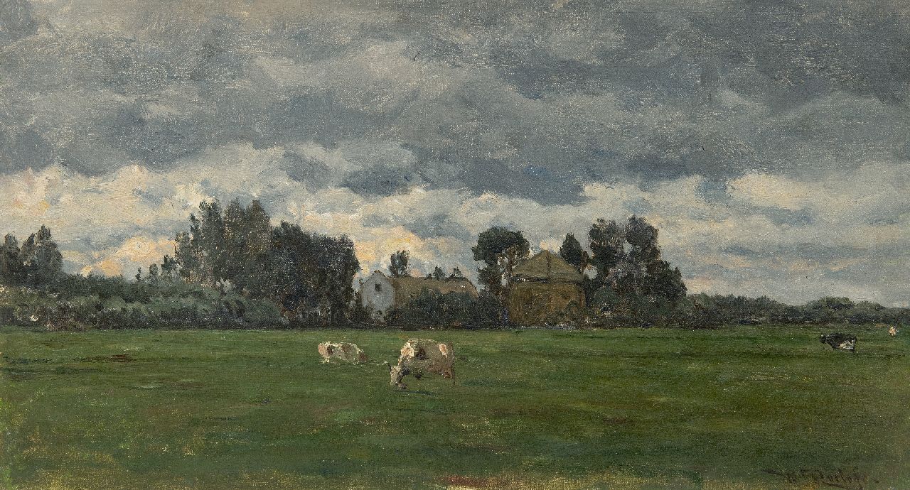 Roelofs W. | Willem Roelofs, Buiig weer, olieverf op doek 25,1 x 44,8 cm, gesigneerd rechtsonder Roelofs W. | Willem Roelofs, Buiig weer, olieverf op doek 25,1 x 44,8 cm, gesigneerd rechtsonder