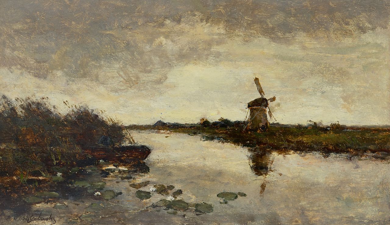 Weissenbruch H.J.  | Hendrik Johannes 'J.H.' Weissenbruch, Bij de Nieuwkoopse Plassen, olieverf op paneel 29,5 x 50,1 cm, gesigneerd linksonder