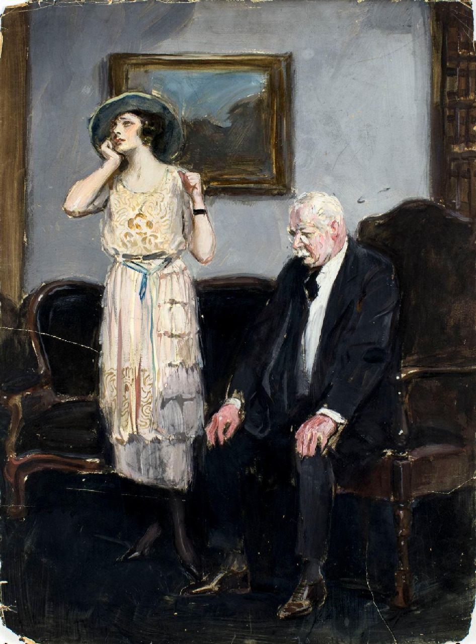Clarence Underwood | Een schokkend bericht, gouache op board, 75,3 x 55,7 cm, te dateren c. 1915 Clarence Underwood | Een schokkend bericht, gouache op board, 75,3 x 55,7 cm, te dateren c. 1915