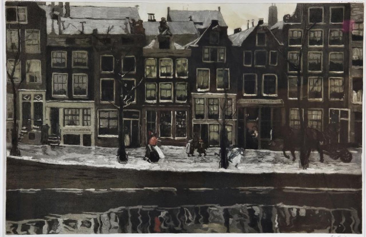 Breitner G.H. | George Hendrik Breitner, Een Amsterdamse gracht in de sneeuw, aquatint 39,8 x 61,0 cm, gesigneerd rechtsonder Breitner G.H. | George Hendrik Breitner, Een Amsterdamse gracht in de sneeuw, aquatint 39,8 x 61,0 cm, gesigneerd rechtsonder