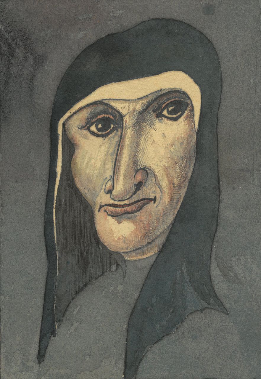 Schnell G. van | Gabriel van Schnell | Aquarellen en tekeningen te koop aangeboden | Portretstudie van een dame met hoed, inkt en aquarel op papier 17,0 x 11,5 cm, zonder lijst Schnell G. van | Gabriel van Schnell | Aquarellen en tekeningen te koop aangeboden | Portretstudie van een dame met hoed, inkt en aquarel op papier 17,0 x 11,5 cm, zonder lijst