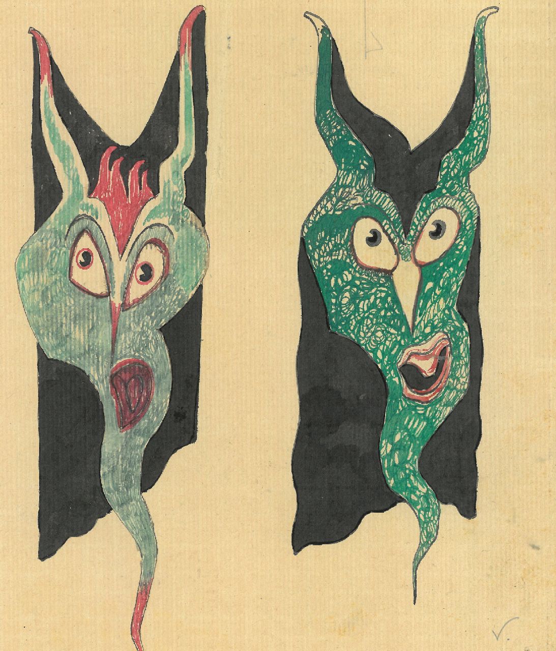 Schnell G. van | Gabriel van Schnell | Aquarellen en tekeningen te koop aangeboden | Twee groteske figuren II, inkt en aquarel op papier 20,1 x 16,8 cm, zonder lijst Schnell G. van | Gabriel van Schnell | Aquarellen en tekeningen te koop aangeboden | Twee groteske figuren II, inkt en aquarel op papier 20,1 x 16,8 cm, zonder lijst