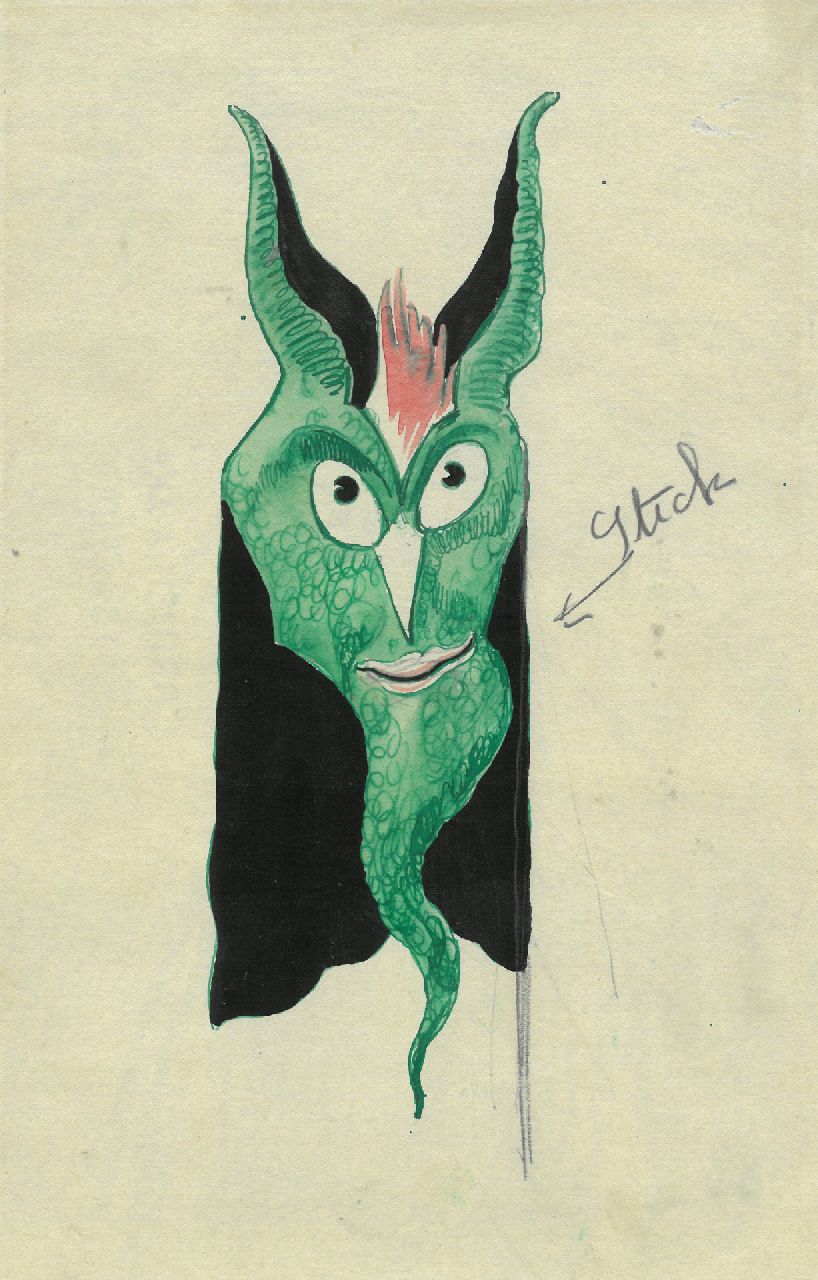 Schnell G. van | Gabriel van Schnell | Aquarellen en tekeningen te koop aangeboden | Grotesk figuur V, inkt en aquarel op papier 22,6 x 15,2 cm, zonder lijst Schnell G. van | Gabriel van Schnell | Aquarellen en tekeningen te koop aangeboden | Grotesk figuur V, inkt en aquarel op papier 22,6 x 15,2 cm, zonder lijst