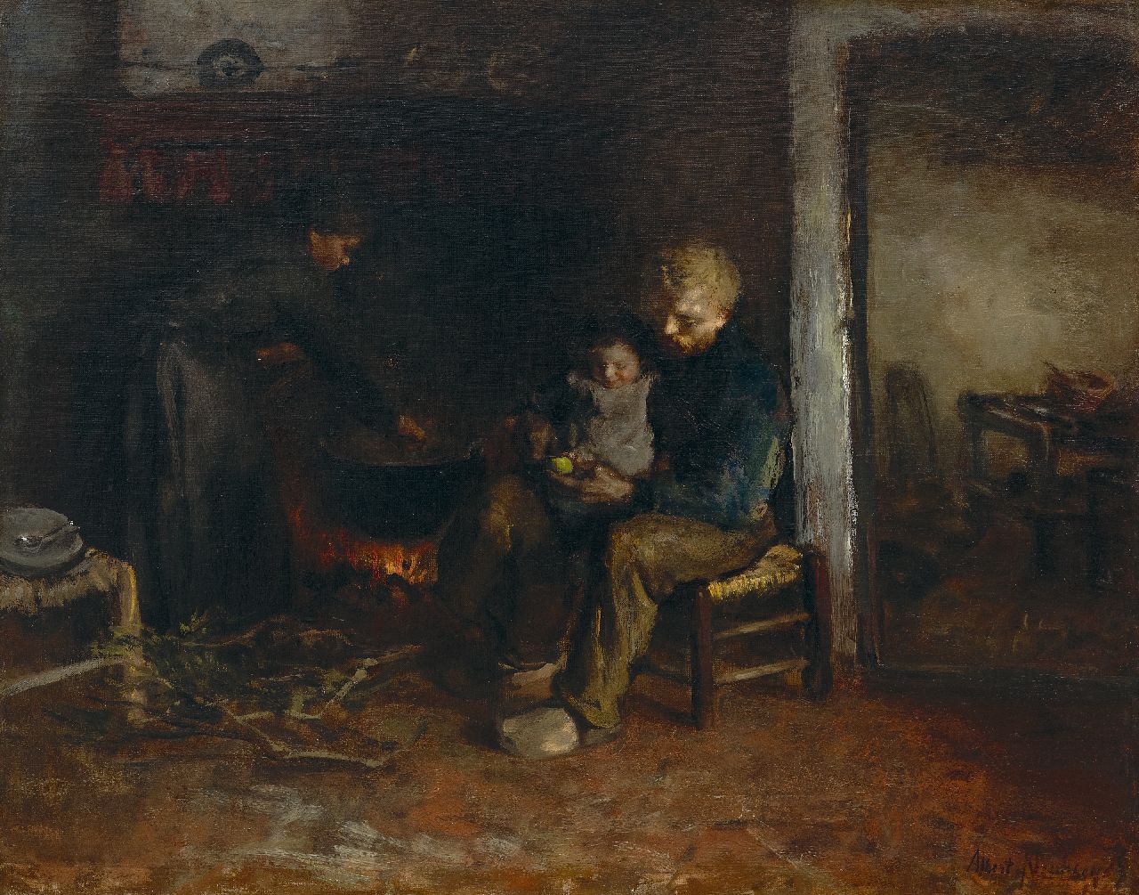 Neuhuys J.A. | Johannes 'Albert' Neuhuys | Schilderijen te koop aangeboden | Boerenfamilie, olieverf op doek 51,0 x 60,3 cm, gesigneerd rechtsonder Neuhuys J.A. | Johannes 'Albert' Neuhuys | Schilderijen te koop aangeboden | Boerenfamilie, olieverf op doek 51,0 x 60,3 cm, gesigneerd rechtsonder