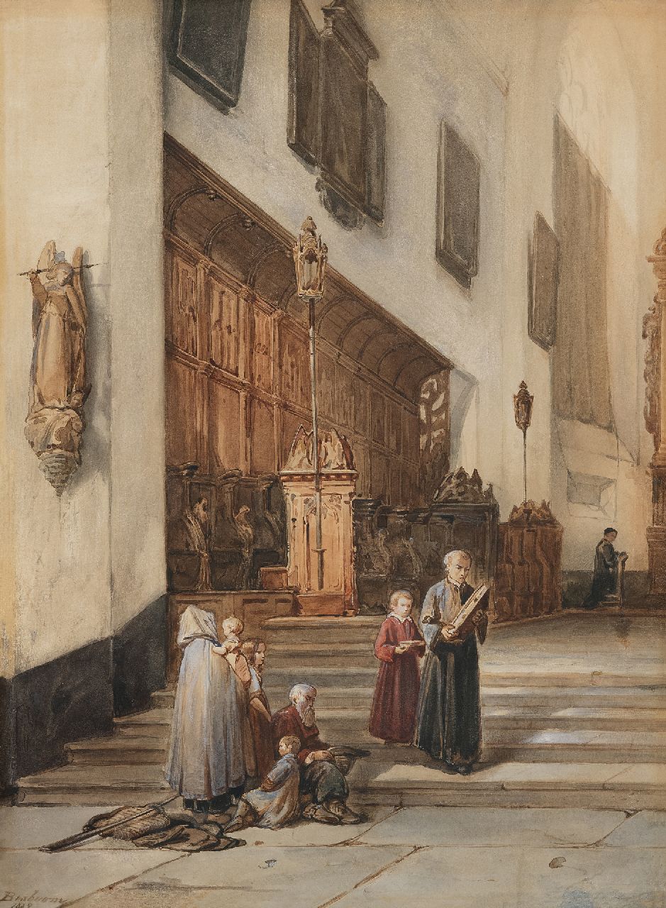 Bosboom J.  | Johannes Bosboom | Aquarellen en tekeningen te koop aangeboden | Het koor van de Sint-Martinuskerk in Emmerich, aquarel op papier 55,6 x 41,0 cm, gesigneerd linksonder en gedateerd 1859