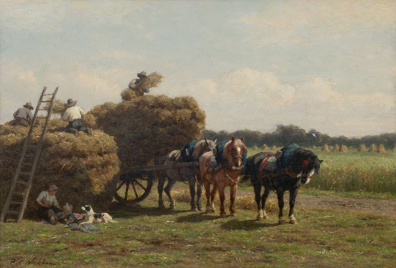 Nakken W.K.  | Willem Karel 'W.C.' Nakken | Schilderijen te koop aangeboden | Hooitijd, olieverf op doek 52,1 x 76,6 cm, gesigneerd linksonder