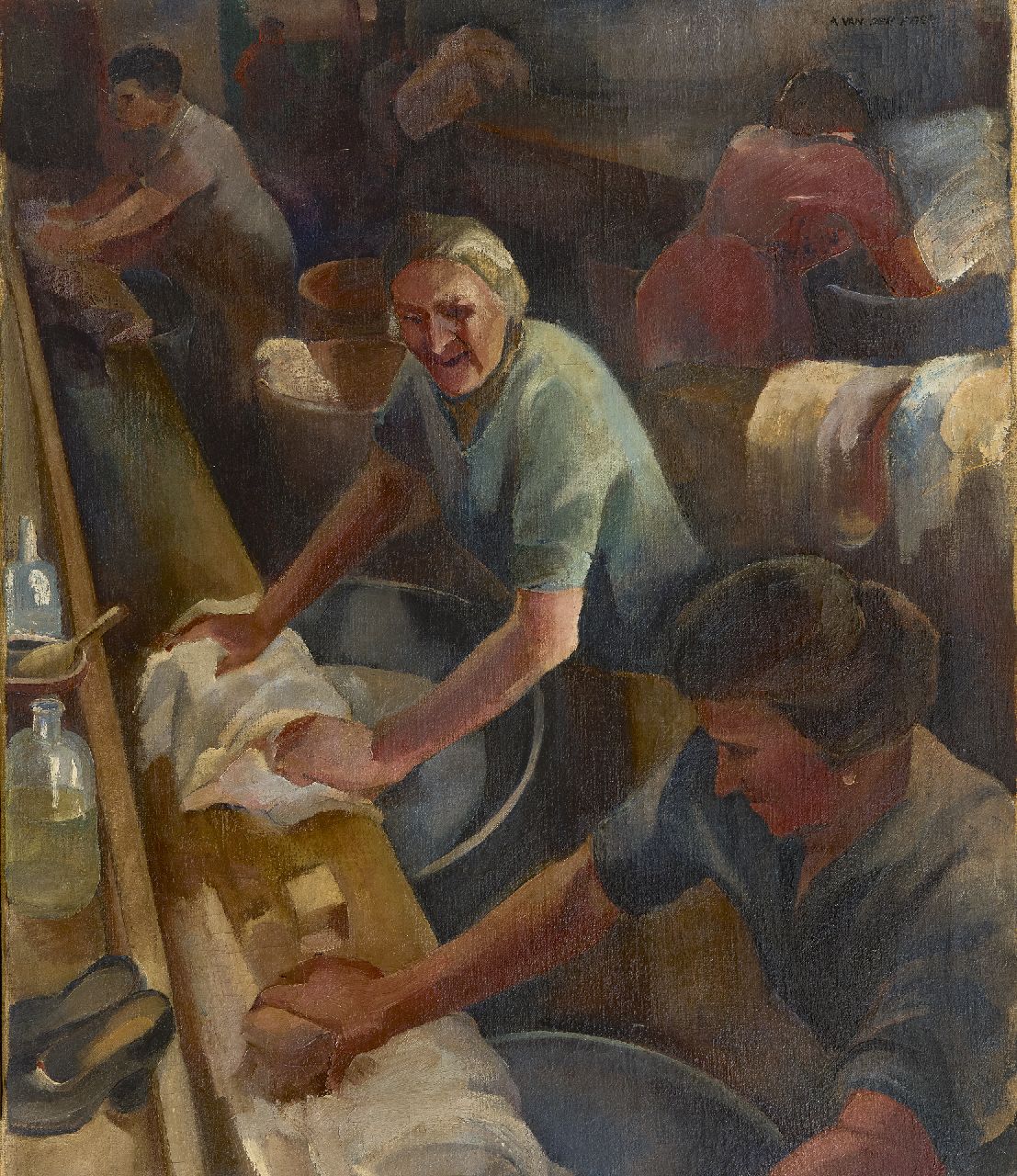 Feer A. van der | Anna 'Anneke' van der Feer, Wasvrouwen, olieverf op doek 70,3 x 60,1 cm, gesigneerd rechtsboven Feer A. van der | Anna 'Anneke' van der Feer, Wasvrouwen, olieverf op doek 70,3 x 60,1 cm, gesigneerd rechtsboven