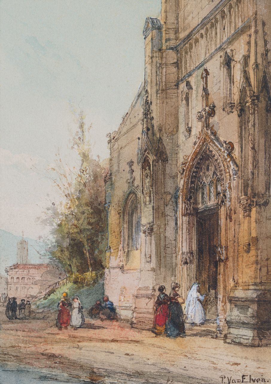 Tetar van Elven P.H.T.  | Petrus Henricus Theodorus 'Pierre' Tetar van Elven | Aquarellen en tekeningen te koop aangeboden | Bruiloft in de Italiaanse campagna, aquarel op papier 17,8 x 12,7 cm, gesigneerd rechtsonder